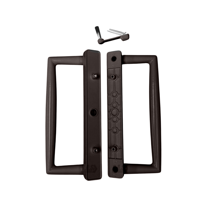 9" CGI / PGT Sliding Glass Patio Door Surface Mount Handle + Thumb Latch Lever, Screws, and Keepers - 4-15/16" Hole Spacing - Garage and Sliding Door Hardware